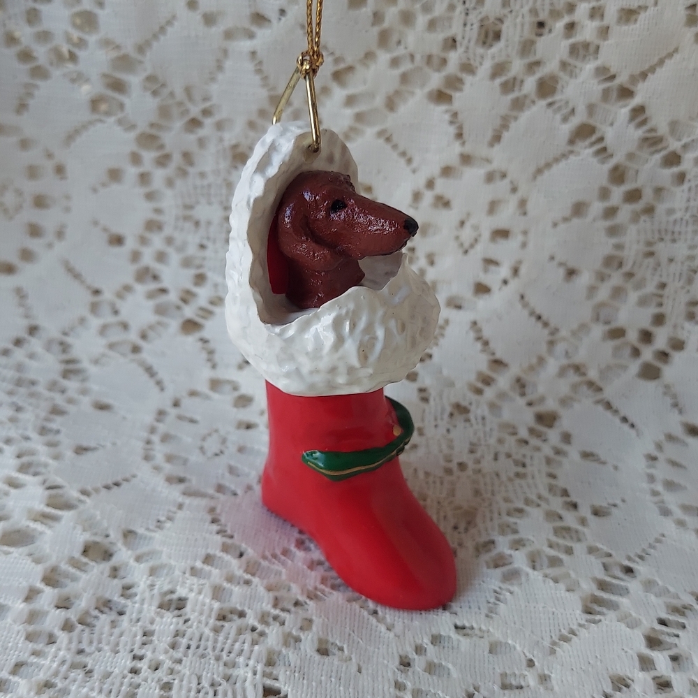 Cute Dachshund in Christmas Stocking Ornament